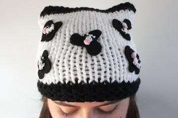 Knitted Cow Beanie