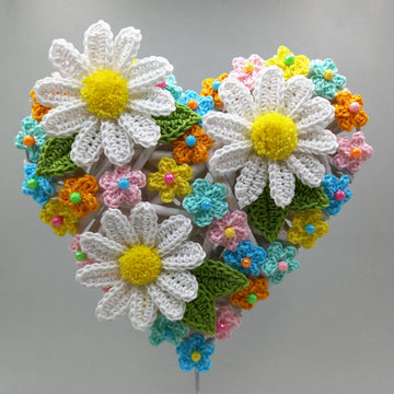 Willow deco with daisies - easy from scraps of yarn