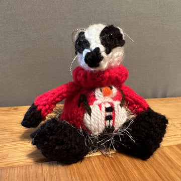 BADGER WEARING CABLE/CHRISTMAS JUMPER/HOODIE FERRERO ROCHER/LINDOR CHOCOLATE COVER/HANGING ORNAMENT