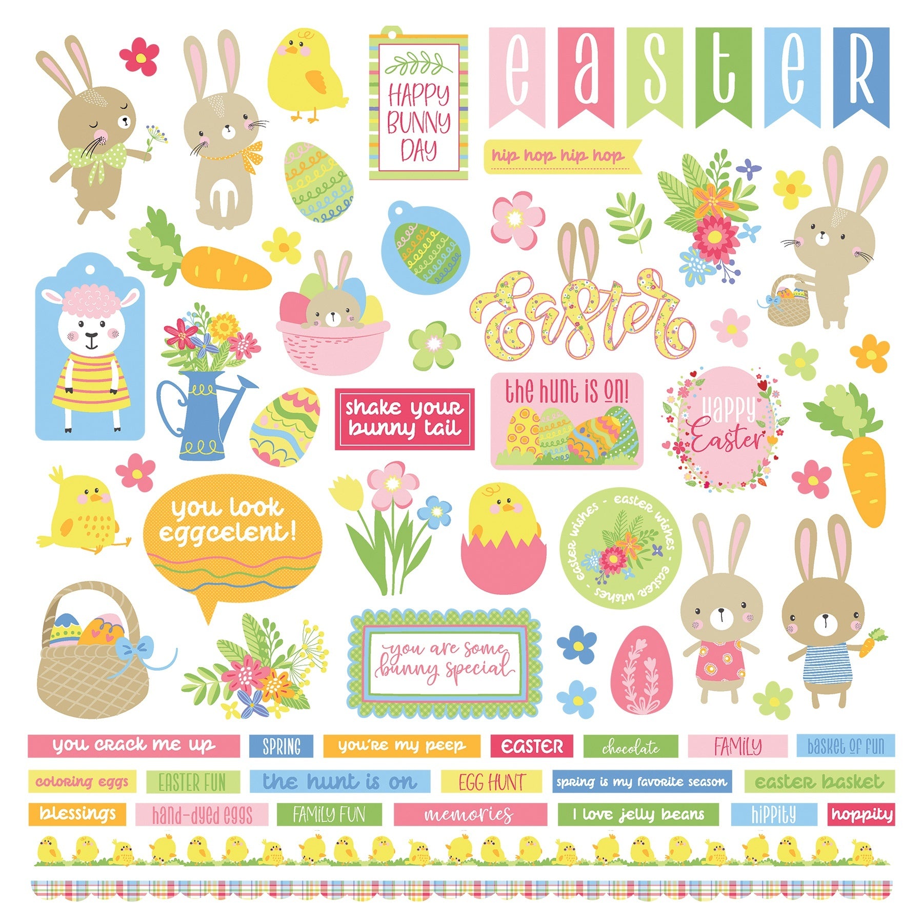 Photoplay Paper Easter Wishes Stickers 12"X12" - Elements