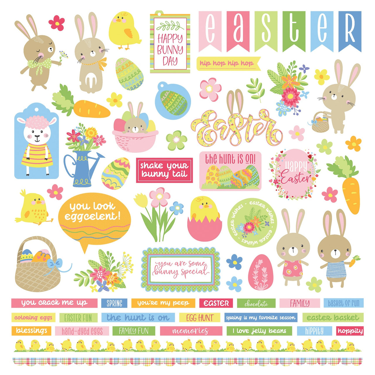 Photoplay Paper Easter Wishes Stickers 12"X12" - Elements