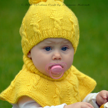 Cable Crown Hat and Cowl Set