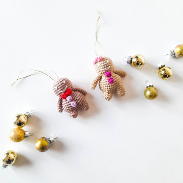 Tiny Gingerbread Man & Woman Christmas Decoration