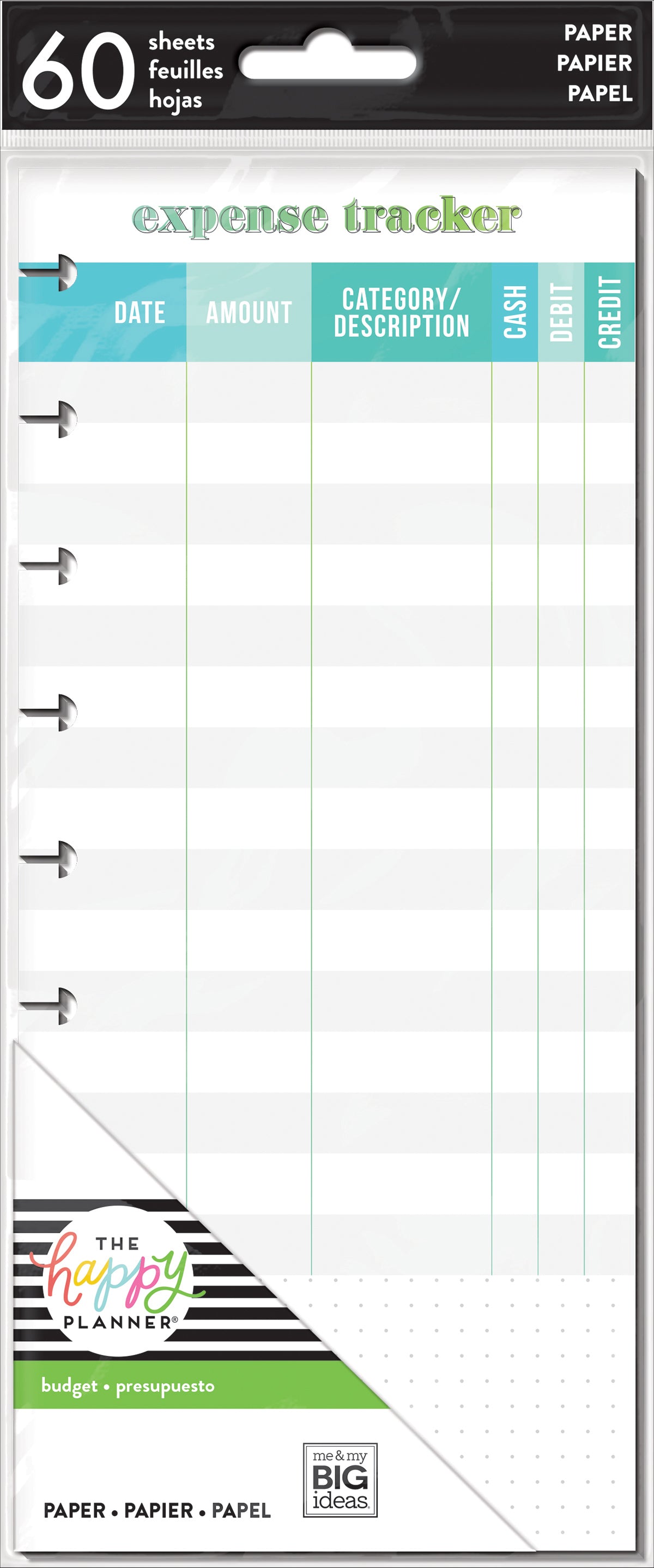 Happy Planner Medium Half Sheet Fill Paper 60/Pkg - Expense Tracker