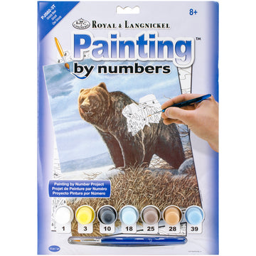 Royal Brush Junior Small Paint By Number Kit 8.75"X11.75" - Grizzly Bear