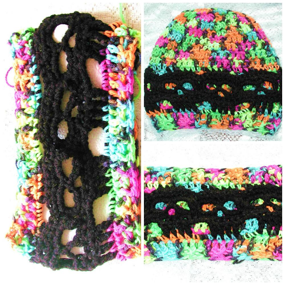 Creepy Skulls Hat # 2 and Earwarmer Worsted Weight