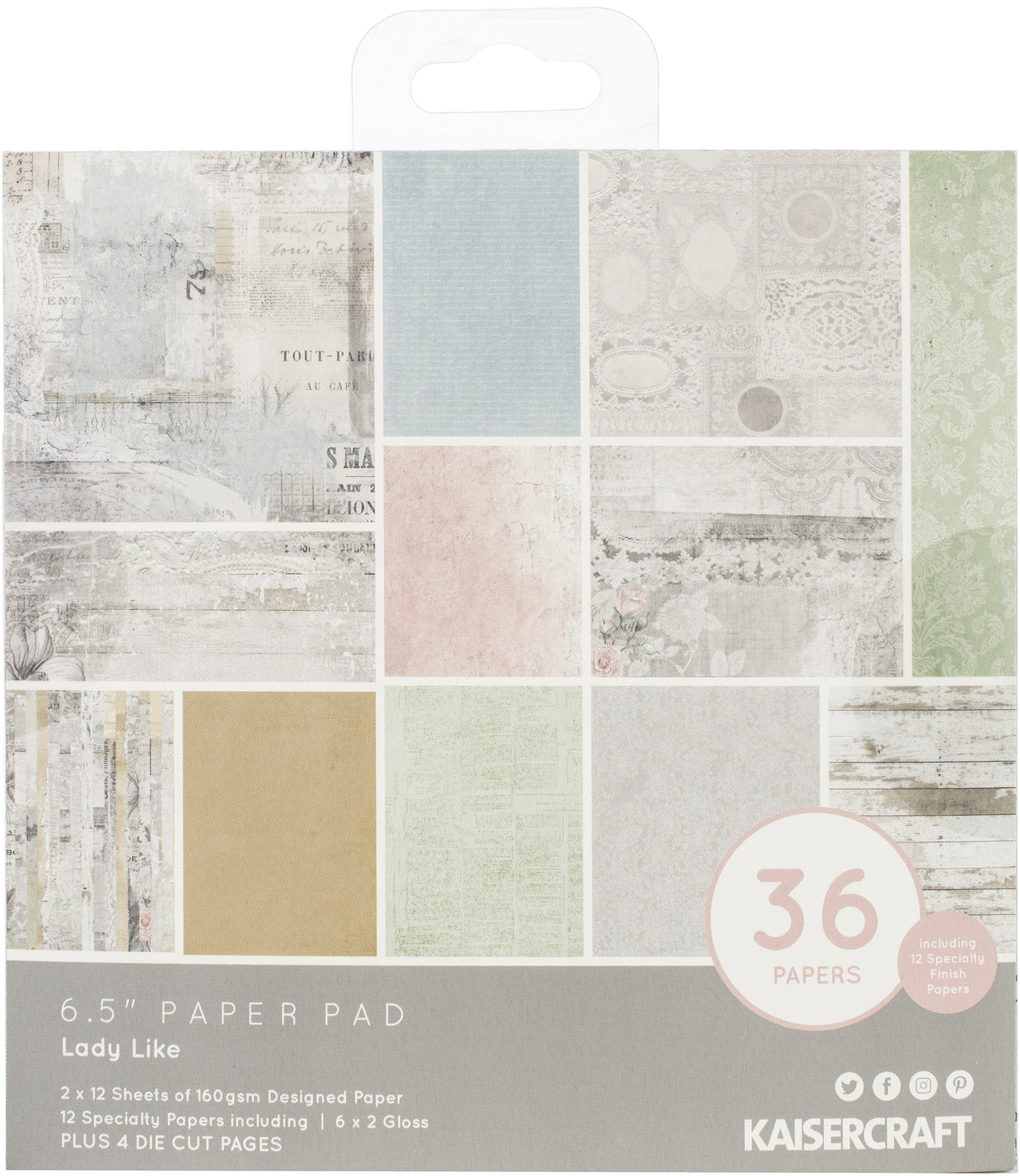 Kaisercraft Paper Pad 6.5"X6.5" 40/Pkg - Lady Like