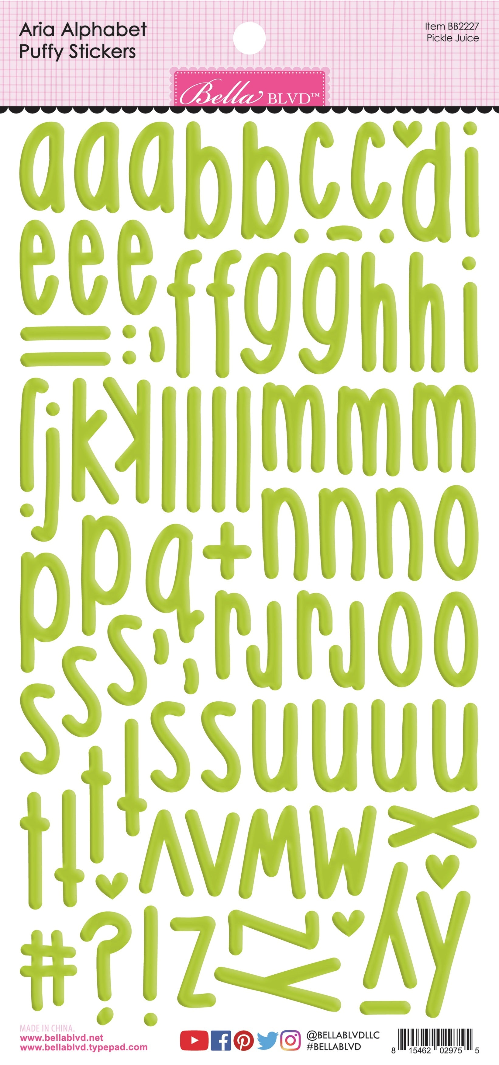 Doodlebug Aria Alpha Puffy Stickers - Pickle Juice