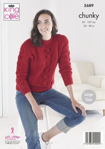 Ladies Sweaters Knitted in King Cole Ultra-Soft Chunky - 5689 - Downloadable PDF