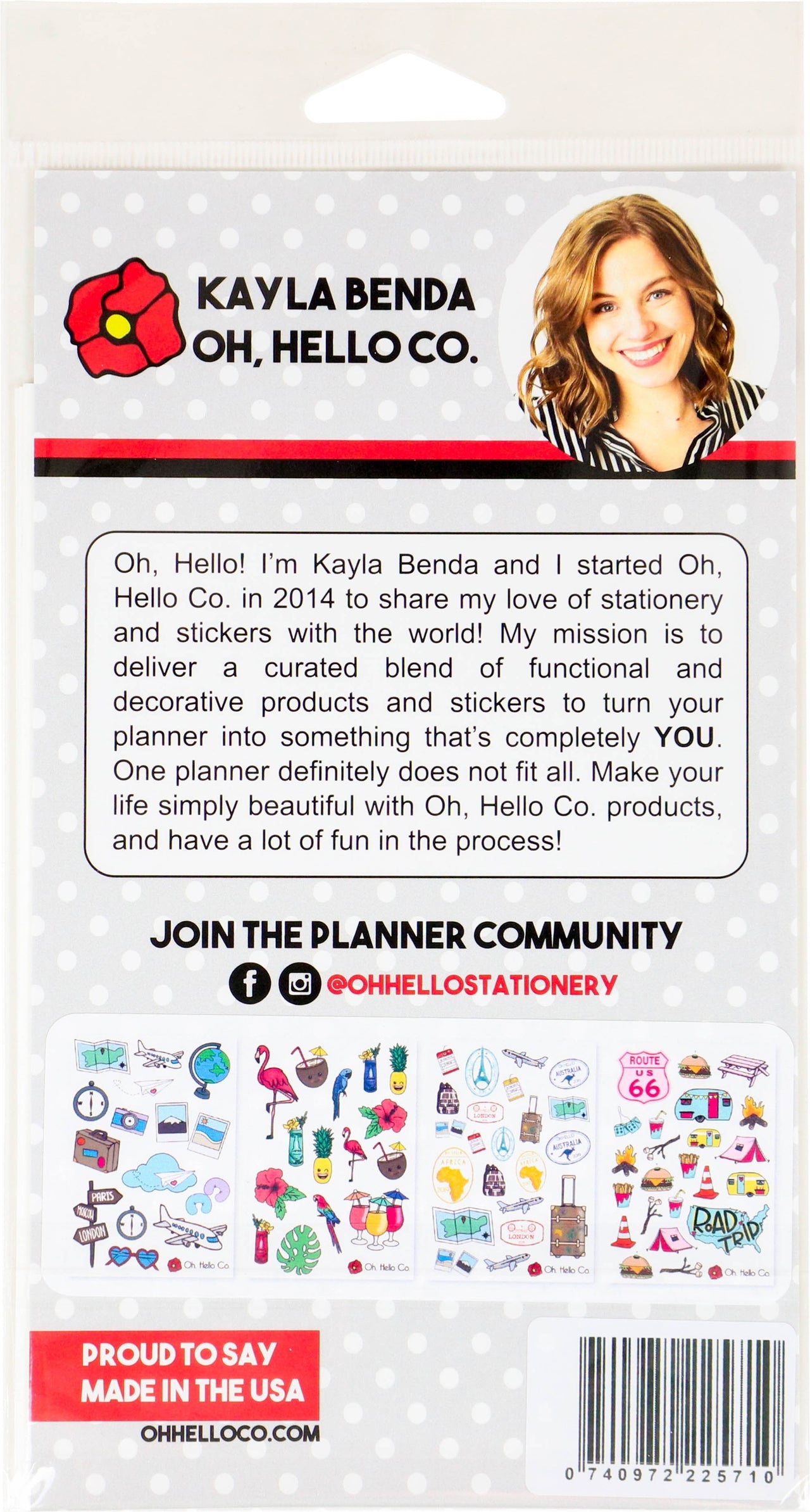 Oh, Hello Co. Oh Hello Planner Stickers 4 Sheets - Travel Variety