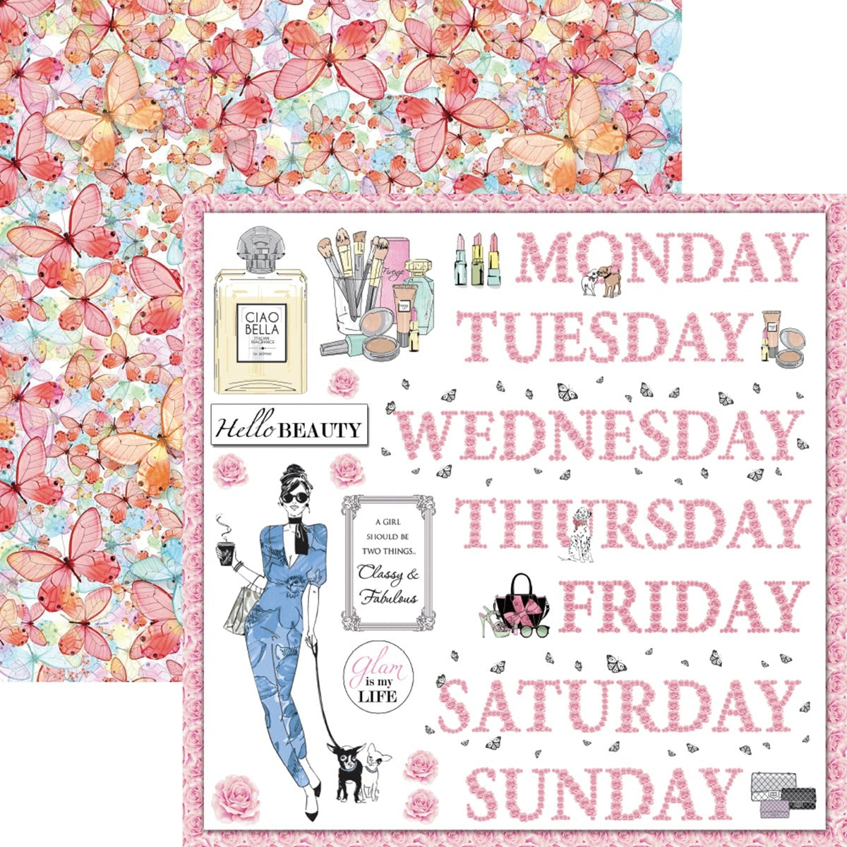 Ciao Bella Double-Sided Cardstock 90lb 12"X11.6" - Floral Week, Italian Luxury