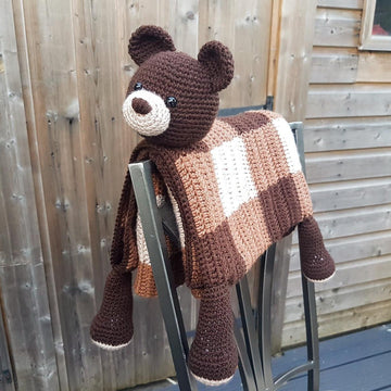 3in1 Woodland Bear Folding Baby Blanket Toy Lovey