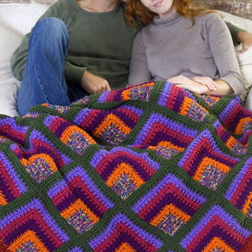 Rich Mitered Crochet Throw in Red Heart Super Saver Economy Solids - WR1743