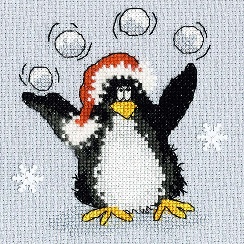 Bothy Threads PPP Playing Snowballs Cross Stitch Kit - 10 x 10cm