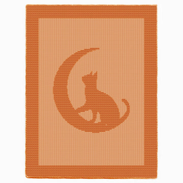 Halloween Lunar Cat blanket Knitting Pattern, Knit-Purl only
