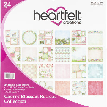 Heartfelt Creations Double-Sided Paper Pad 12"X12" 24/Pkg - Cherry Blossom Retreat