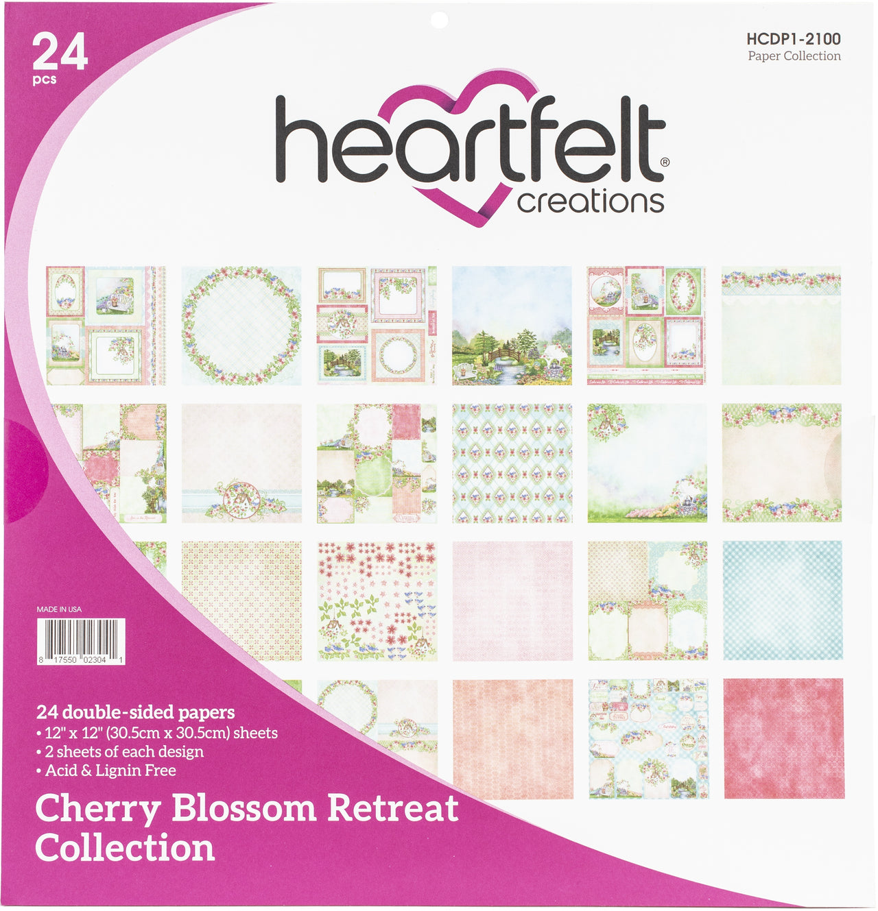 Heartfelt Creations Double-Sided Paper Pad 12"X12" 24/Pkg - Cherry Blossom Retreat