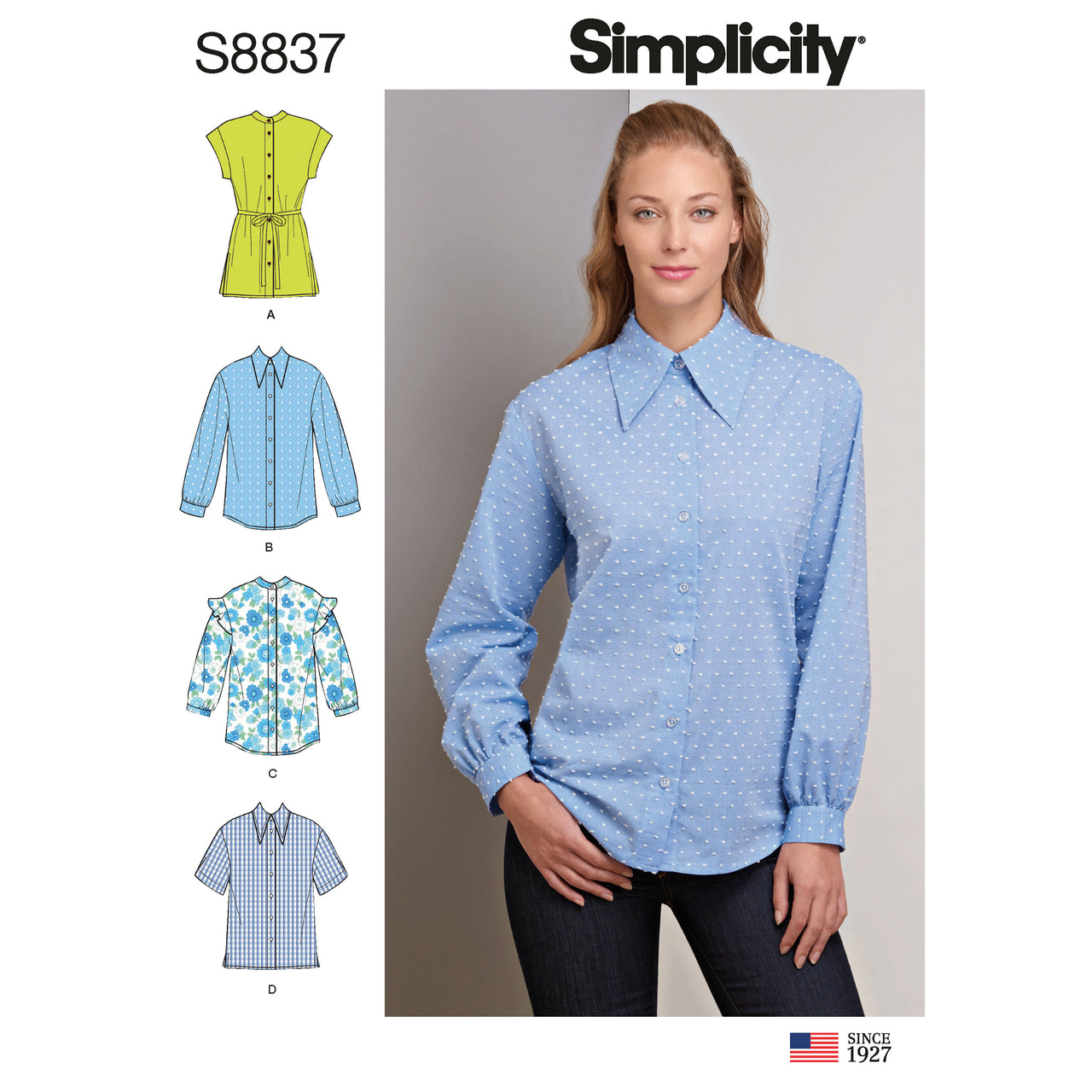 Simplicity S8837 Misses / Miss Petite Collared Shirt - Sewing Pattern