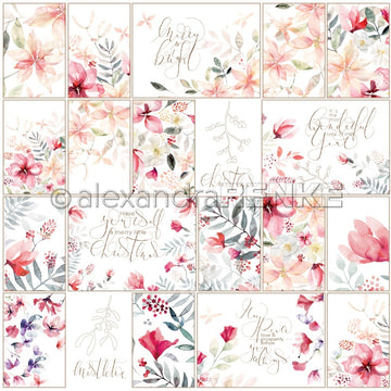 Alexandra Renke Christmas Floral Design Paper 12"X12" 25/Pkg - Red Floral Card Sheet
