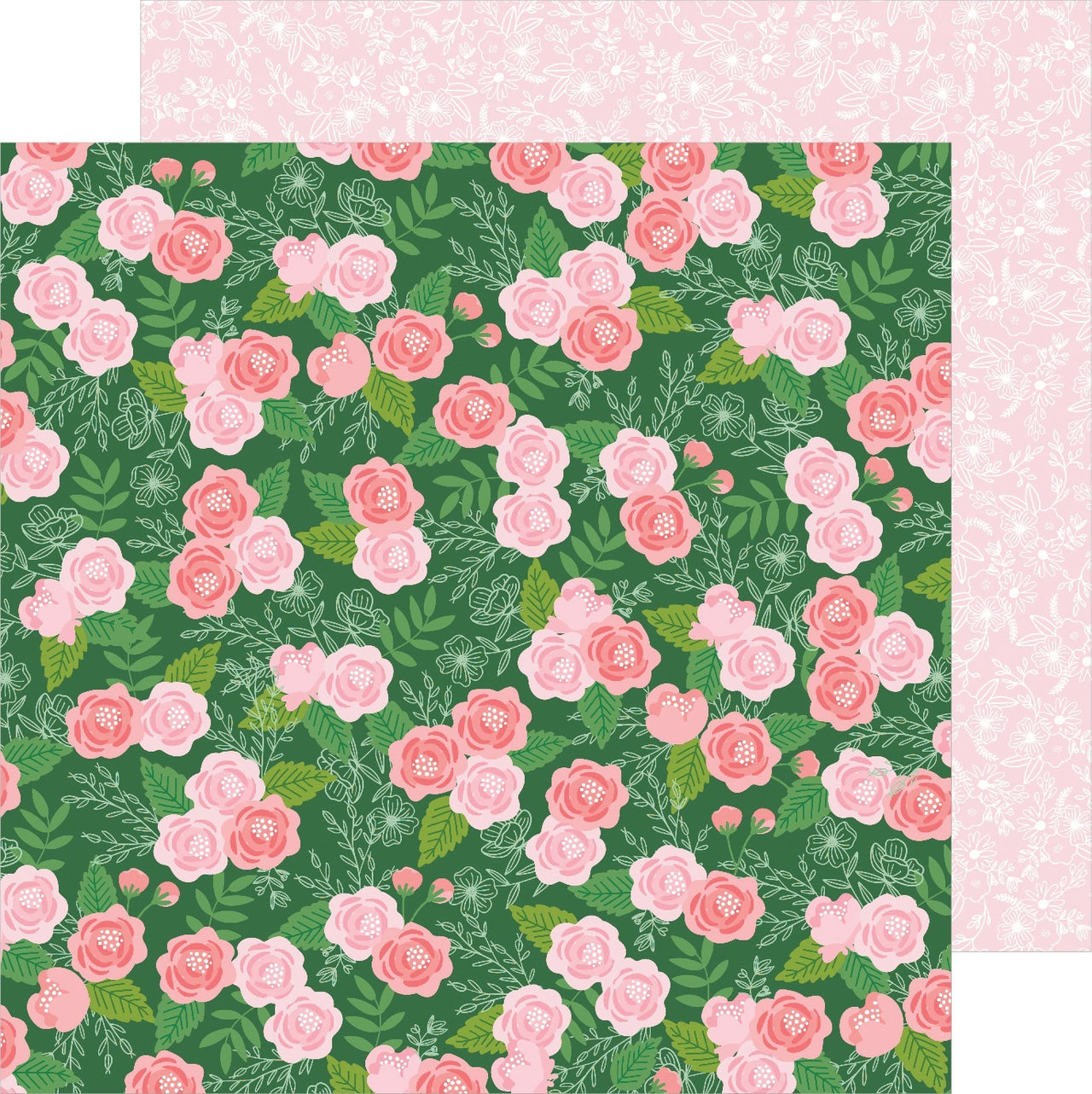 American Crafts Lovely Moments Double-Sided Cardstock 12"X12" 25/Pkg - Botanical Rose