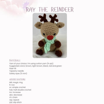 Ray the Reindeer – Reindeer Amigurumi Crochet Pattern – Available in English & Portuguese