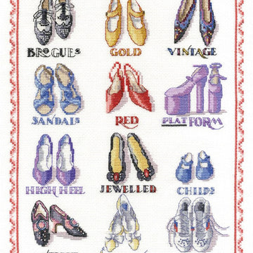 DMC Shoes Sampler Cross Stitch Kit - 25cm x 33cm