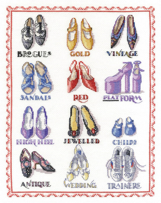 DMC Shoes Sampler Cross Stitch Kit - 25cm x 33cm