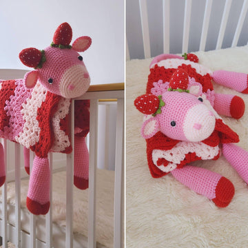 3in1 Strawberry Cow Baby Blanket Cow AmiBlanket