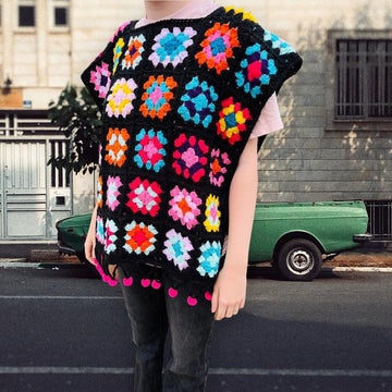 Pompom Crochet Poncho