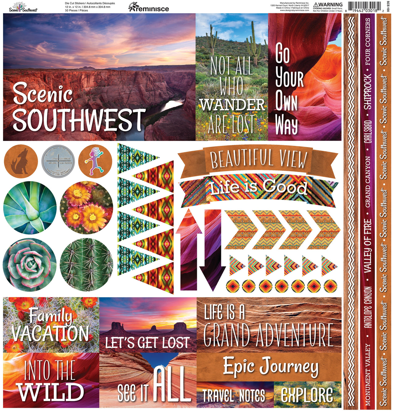 Reminisce Elements Cardstock Stickers 12"X12" - Scenic Southwest