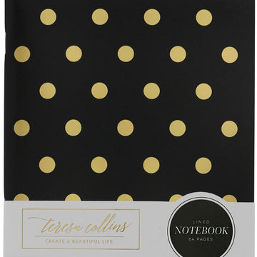 Teresa Collins Designer Notebook 6"X8" - Gold Polka Dot