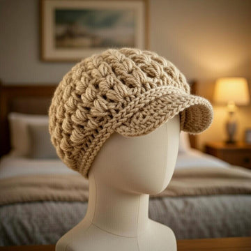 Crochet Beanie Hat Pattern + Video – Popcorn Stitch Bonnet PDF + Video Tutorial