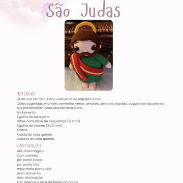 St. Jude Thaddeus Amigurumi Pattern - Available in English and Portuguese
