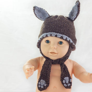 Easy Bunny Knit Hat with Paw Ties