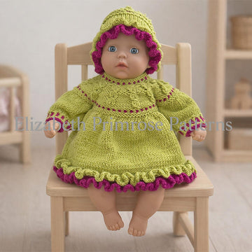 Watermelon Ruffle Set Knitting Pattern P102 – Doll Dress and Hat – Elizabeth Primrose Patterns