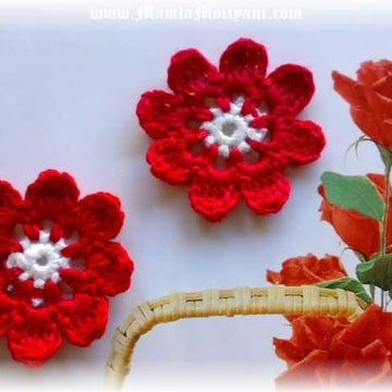 8 Petals Crochet Flower Pattern Applique Embellishment