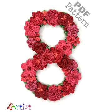 Flower Number 8 crochet applique pattern