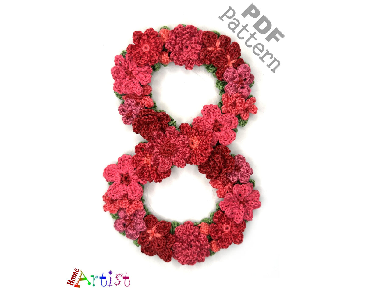 Flower Number 8 crochet applique pattern