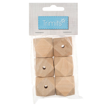 Trimits 6 Piece Wooden Beads: Geo Cut - 30mm