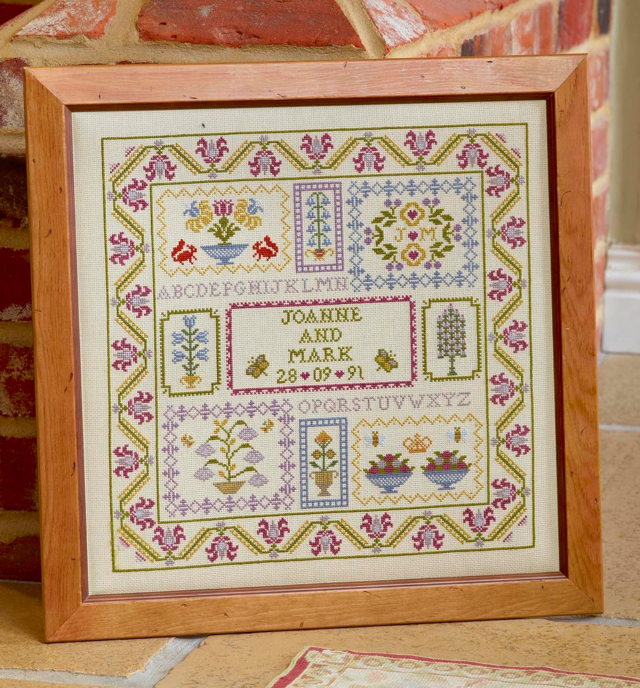 Historical Sampler Company Wedding Boxes Sampler Cross Stitch Kit - 35cm x 35cm