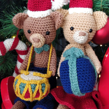 Christmas Bear Benjamin and Bella Drum Gift Crochet Amigurumi pattern