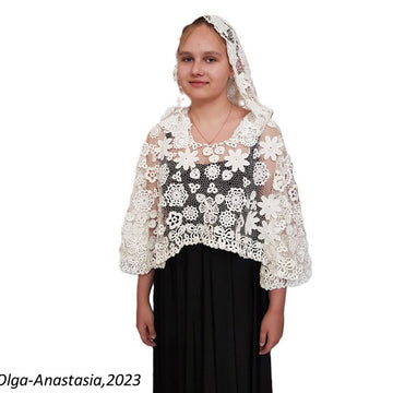 Crochet Christmas lace cape for Church