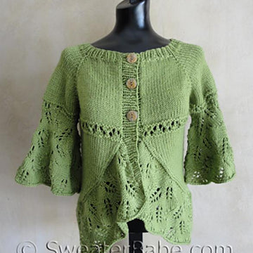 #119 Eyelets and Lace Curved Hem Cardigan