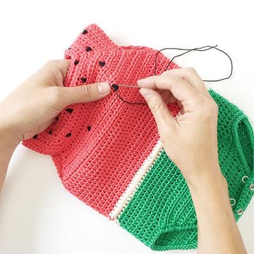 3-6 months - Crochet Watermelon Romper