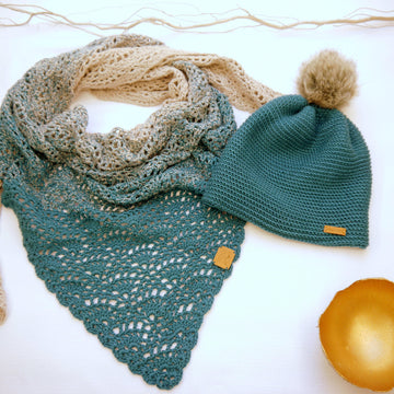 Wende-Beanie und Dreieckstuch im Set WOOLY- No.186S