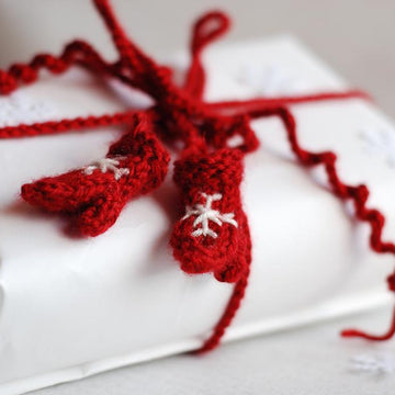 Small mittens for christmas or new year greeting card.