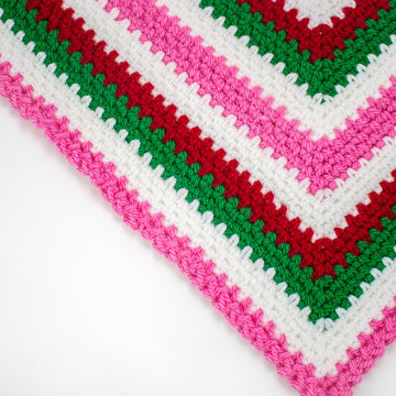 Ribbon Candy Infinity Moss Stitch Crochet Blanket