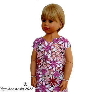 Lace dress with lotuses for girls