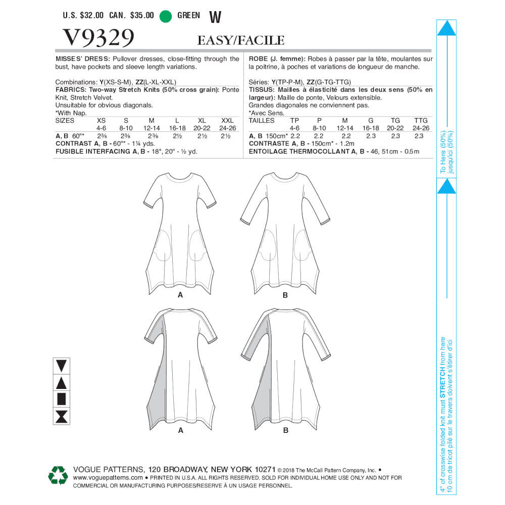 Vogue Misses' Dress V9329 - Sewing Pattern