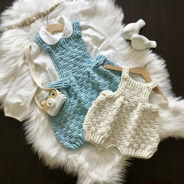 Harmony Basketweave Baby Boy & Girl Romper N 635